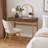 Vanity Desk with Mirror and Open Metal Frame, Brown and Gold