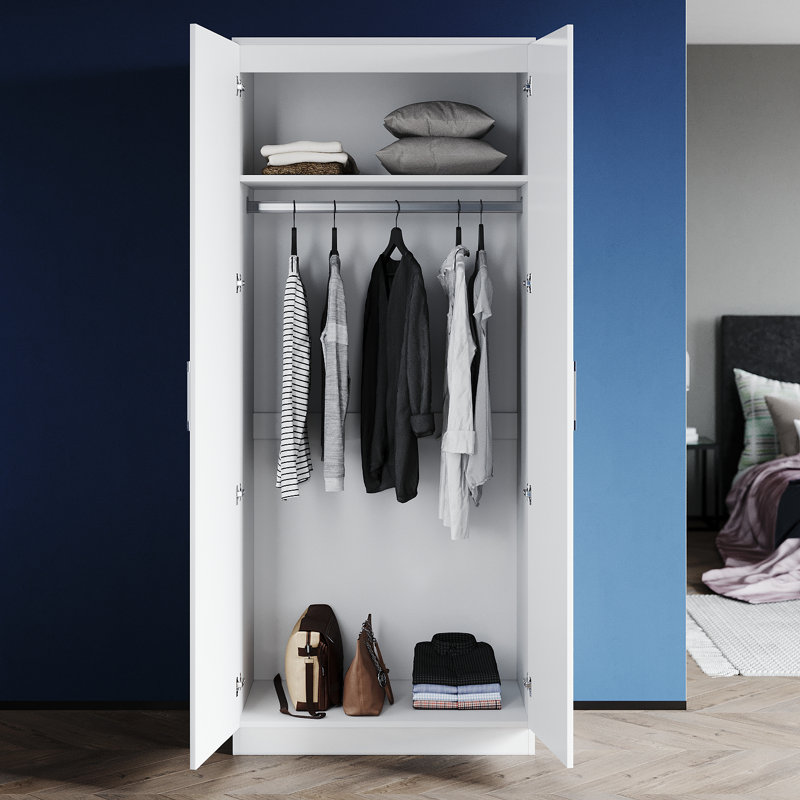 2 Door Manufactured Wood Wardrobe, White