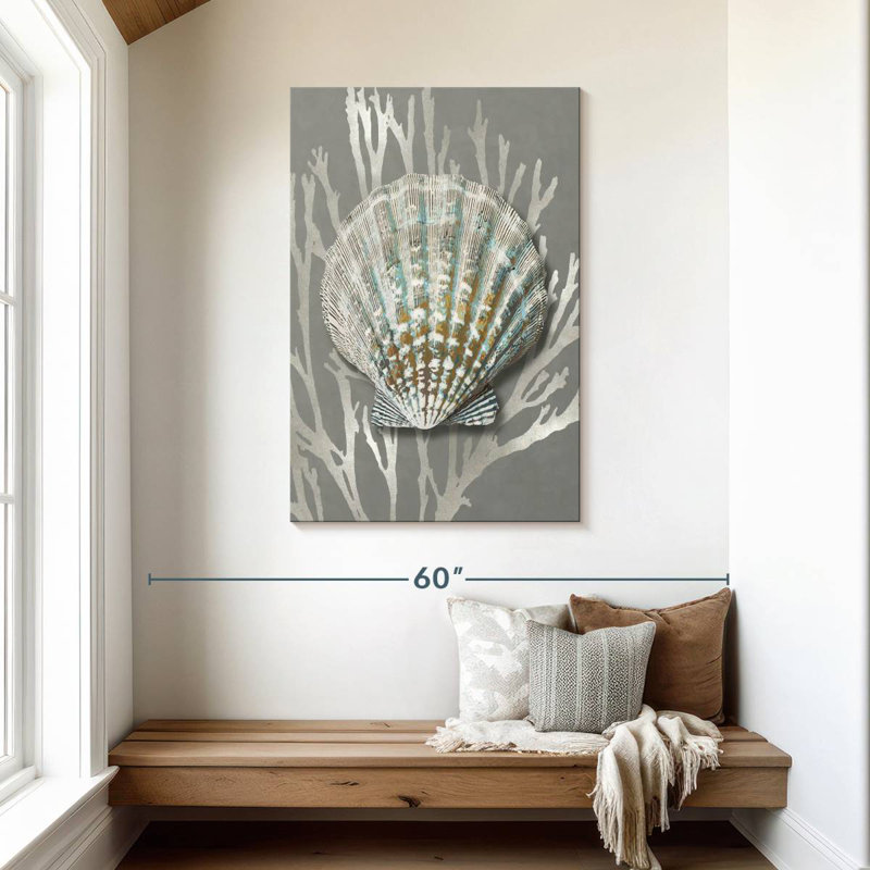 Shell coral silver on gray iv Aletra, H 45 po x l 30 po