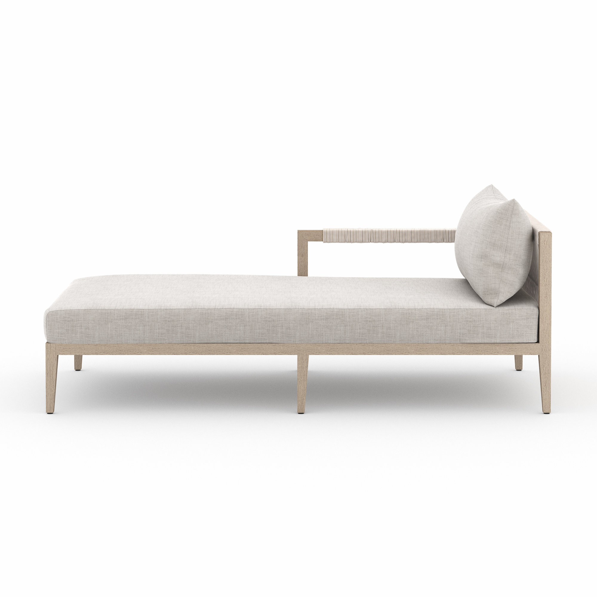 Kristine 33'' Outdoor Teak Chaise Lounge, Weathered Gray/Dark Gray, Polyester Blend Satin