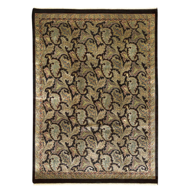 Tapis noir noué à la main de haute qualité