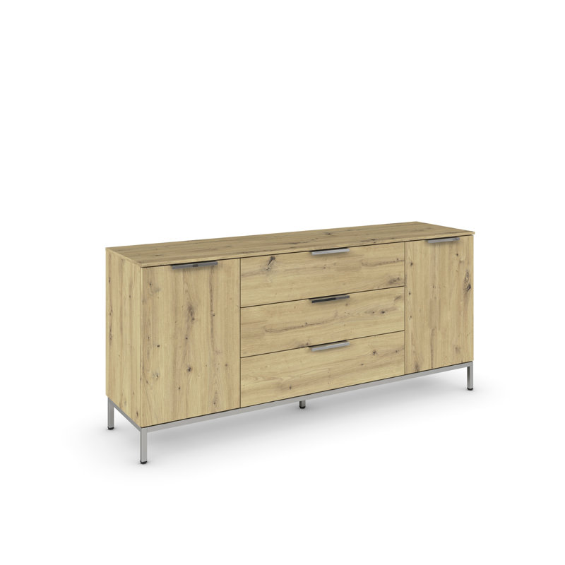 Flipp 3 - Drawer Chest of Drawers, Artisan Oak/Chrome