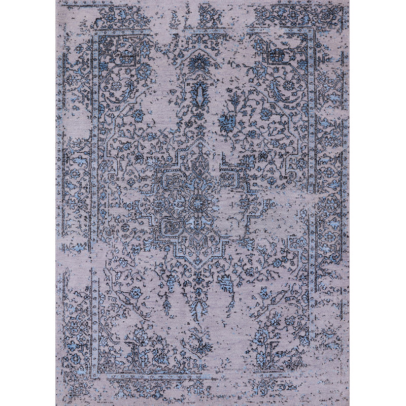 Tapis oriental bleu / noir Halesite, Rond 5 pi