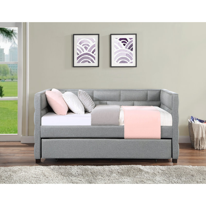 Schmitt Gray Tufted Daybed with Trundle