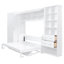 Grand lit escamotable mural avec placard, tiroirs et tablettes