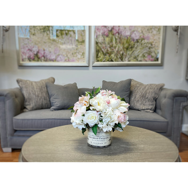 Peony and Hydrangea French Label Pot