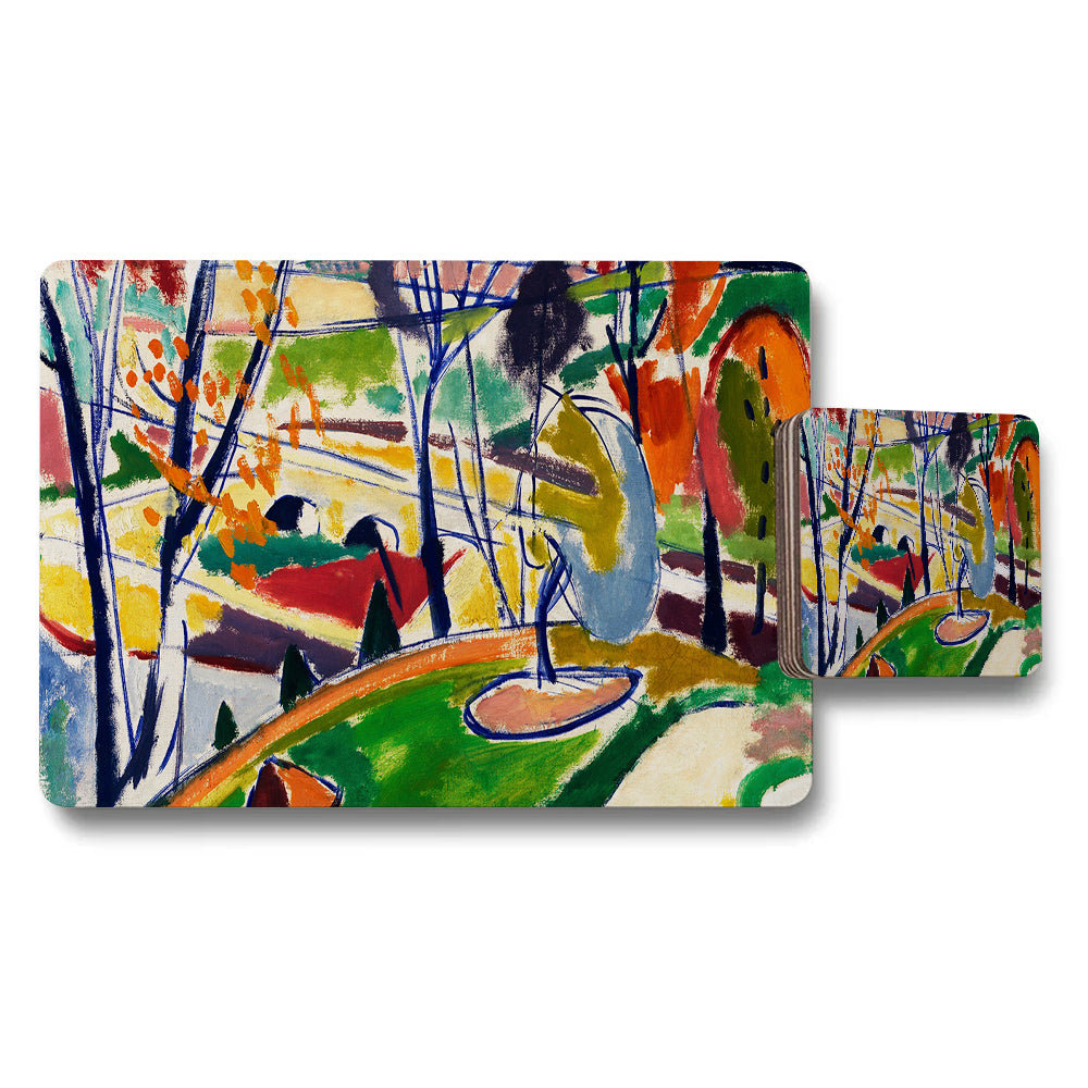 Abstract Colorful Placemat and Coaster Set for Dining Table