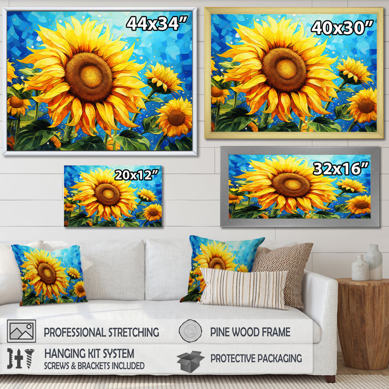 Sunflowers Salute Golden Radiance sur toile, Toile tendue, H 24 po x l 32 po x P 1 po