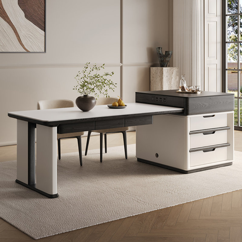 Table de salle à manger de luxe moderne, simple et légère, Noir / blanc