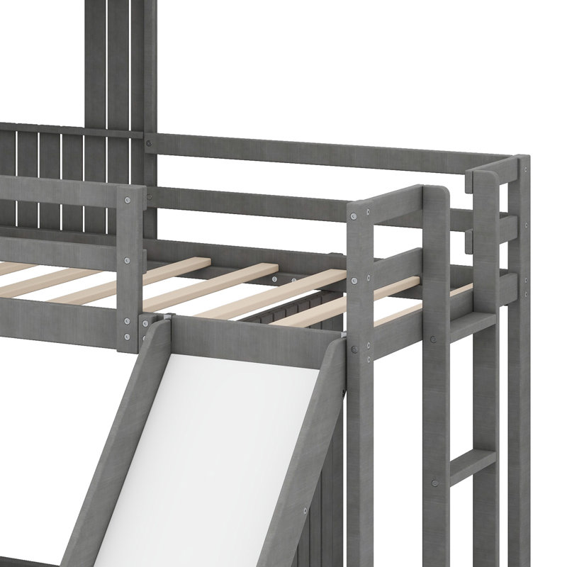 Lit superposé en bois, Gris antique