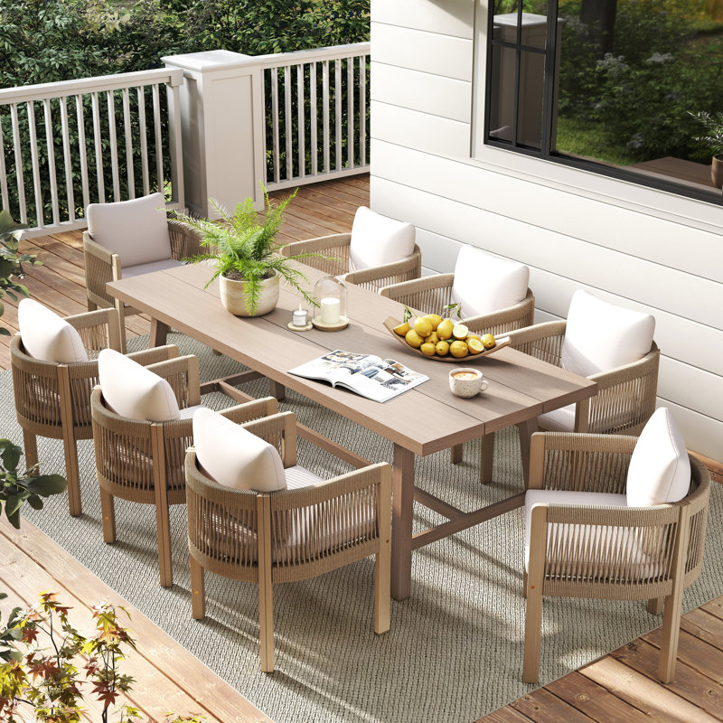Ensemble repas pour 8 personnes avec table rectangulaire