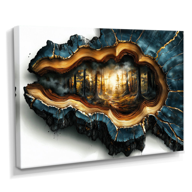 «Forest In Blue Wood Slide Fusion», art mural sur toile, H 12 po x l 20 po, Toile tendue, Ne s’applique pas