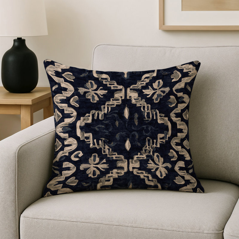 Coussin décoratif intérieur et extérieur Modern, Gris géométrique 37, Carré 16 po