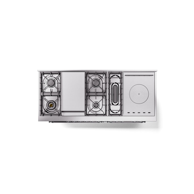 ILVE Nostalgie II 60 Dual Fuel Range, 5 Burners, Griddle, Frenchtop , Burgundy/Chrome, Liquid Propane