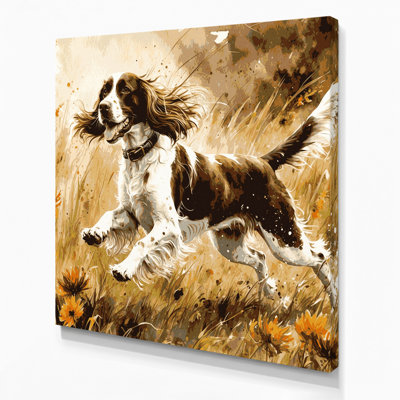 «Dogs English Springer Spaniel», art mural sur toile brune