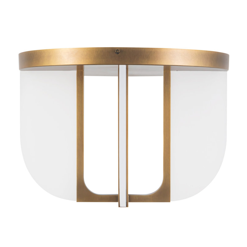 Anders 17-in Black dimmable LED Semi-Flush Mount, Antique Brass