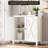 Farmhouse Sideboard Buffet Cabinet With Storage, Kitchen Cabinet With Adjustable Shelf and Barn Doors, Modern Wooden Storage Cabinet for Living Room, Dining Room, White-1043186173