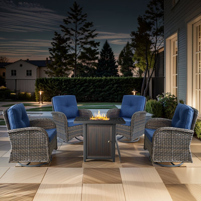 5 Piece Outdoor Multiple Chairs Seating Group With Cushions