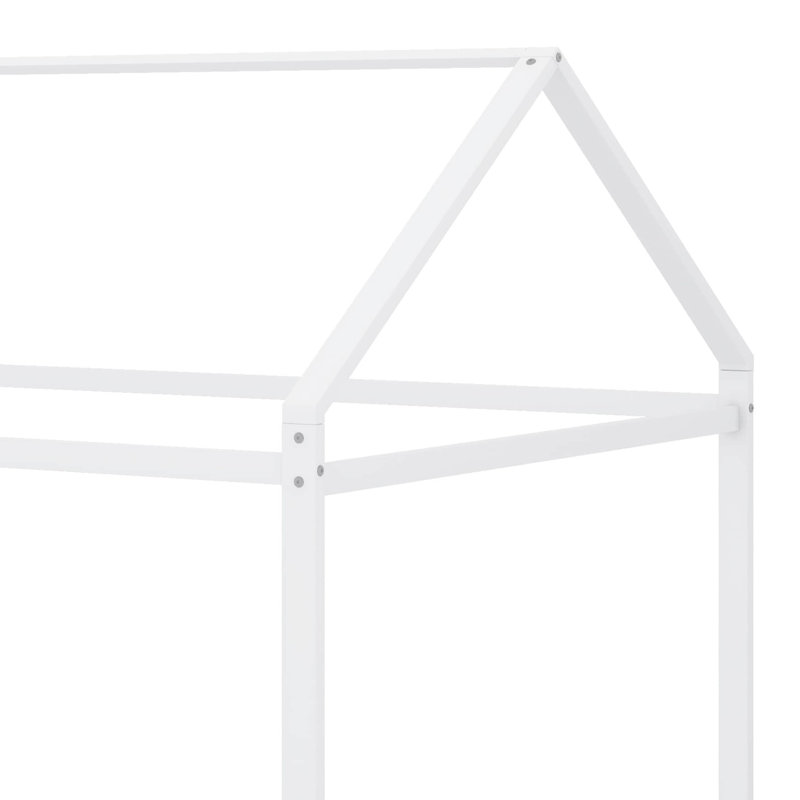 Full Size Metal House-Style Bed Frame, White