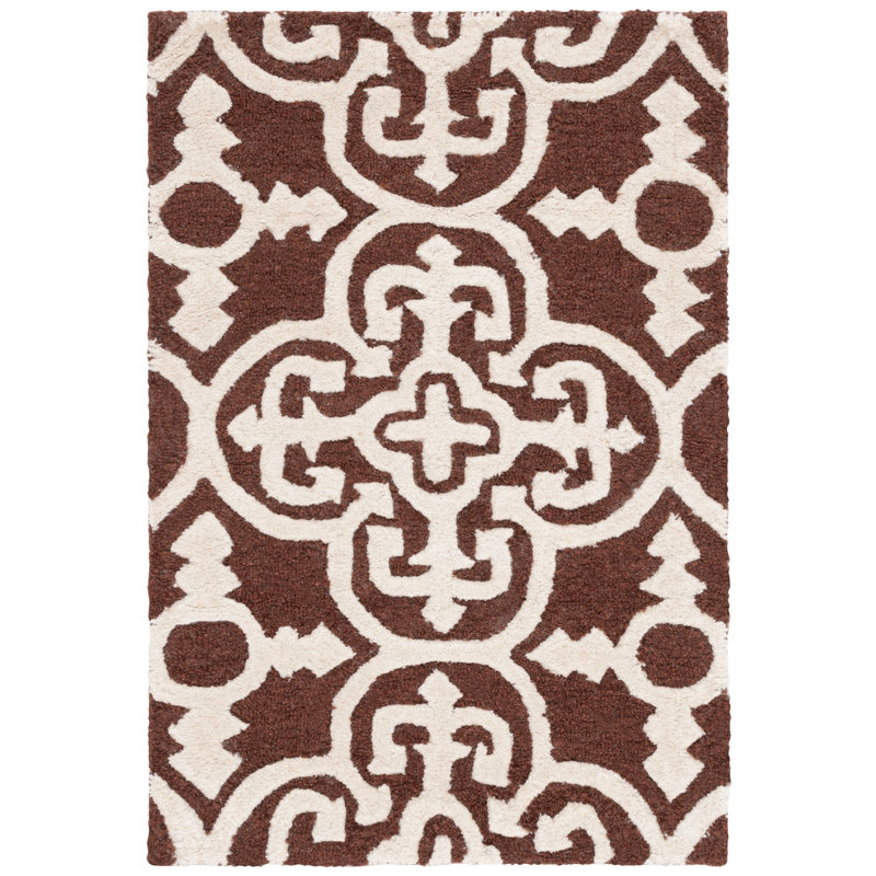 Tapis brun foncé / ivoire en laine touffeté à la main Clapham, Rectangle 2 pi x 3 pi