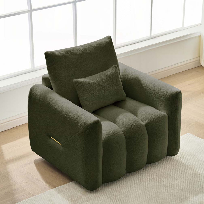 Chaise longue rembourrée Teddy, Vert d’armée