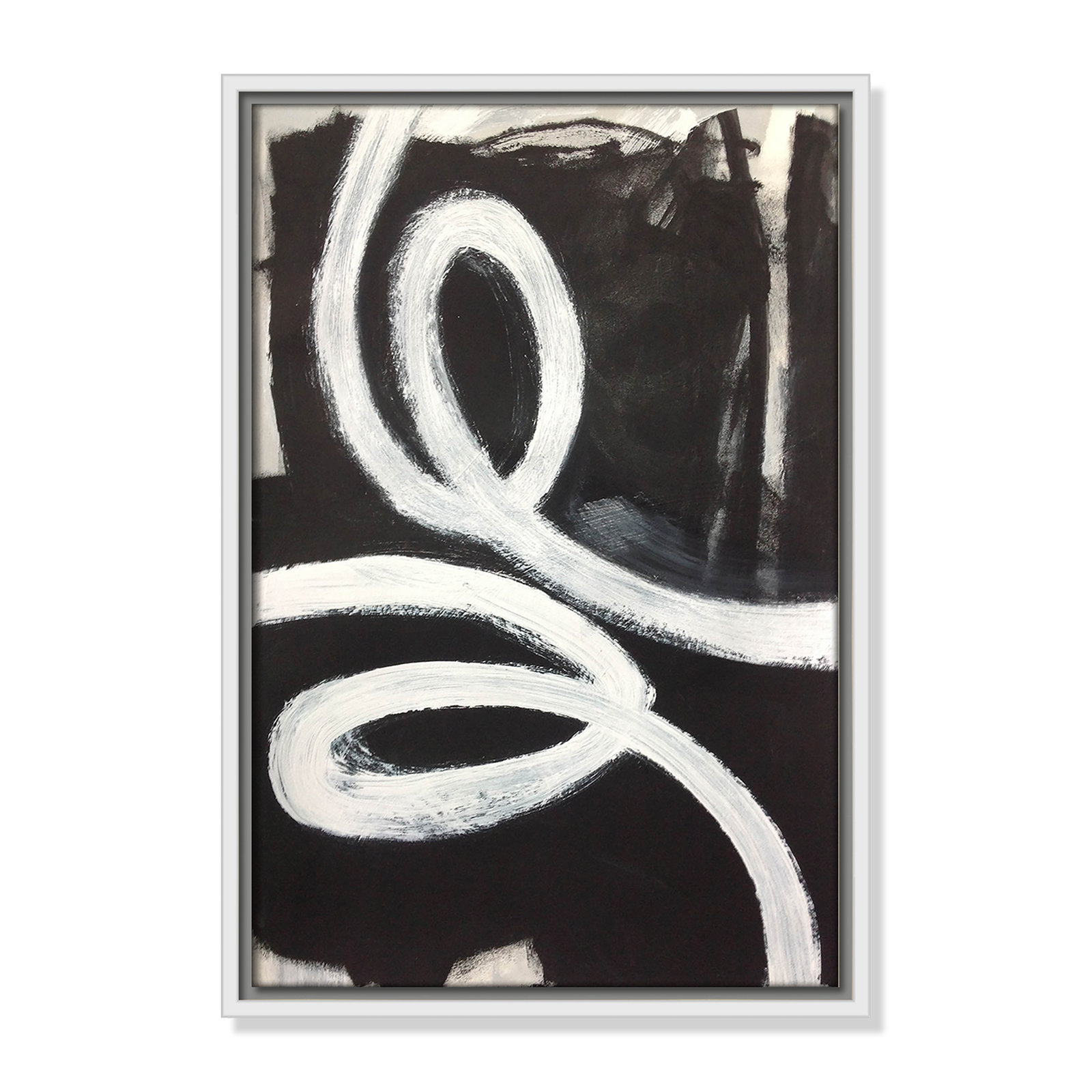 Bronte "Swirly Swirls I" Print, 19.5" H x 13.5" W x 2" D, White Floater Framed, No