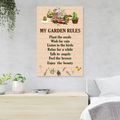 «My Garden Rules - Plant The Seeds, Enjoy The Beauty», reproduction d'art graphique sur toile tendue