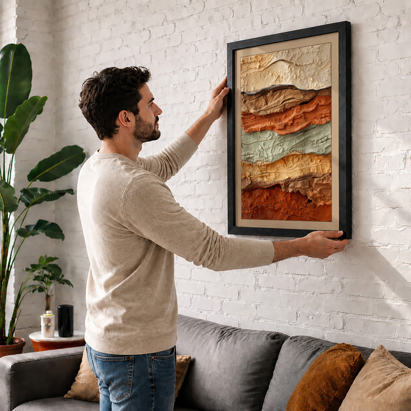 Geological Strata Rustic - Framed Print, A1 - 84.1 x 59.4 cm, Oak