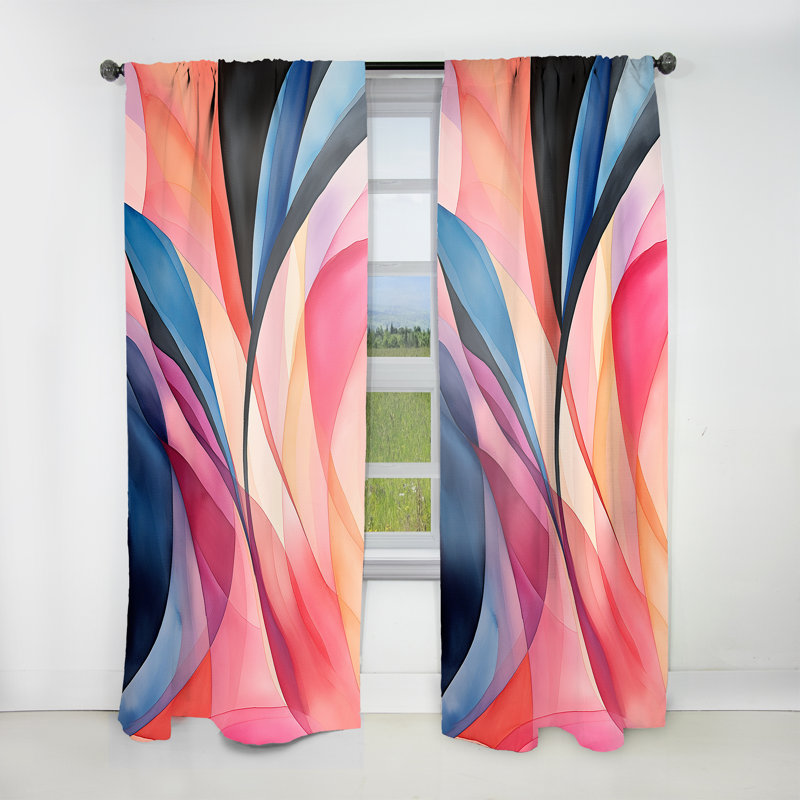 Nebeker - Abstract Curtain - Room Darkening Geometric Curtain - 1 Panels, 52" W x 108" L