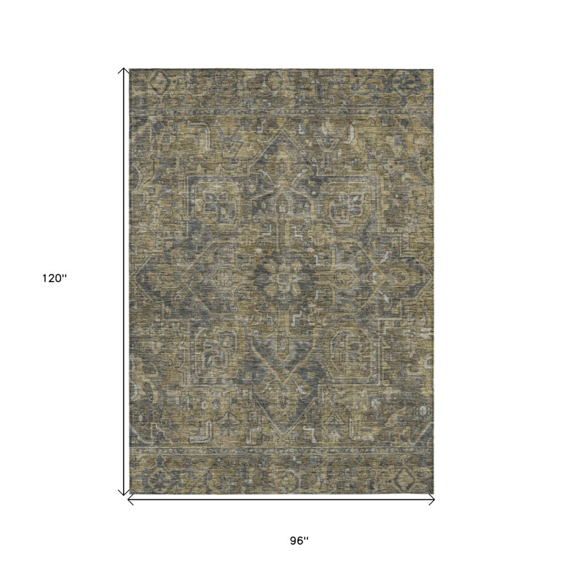 Tapis extérieur lavable antidérapant vert foncé et gris 8 pi x 10 pi