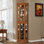 Corner Curio Cabinet with Lights, Adjustable Tempered Glass Shelves, Mirrored Back, Display Cabinet (E26 light bulb not included)