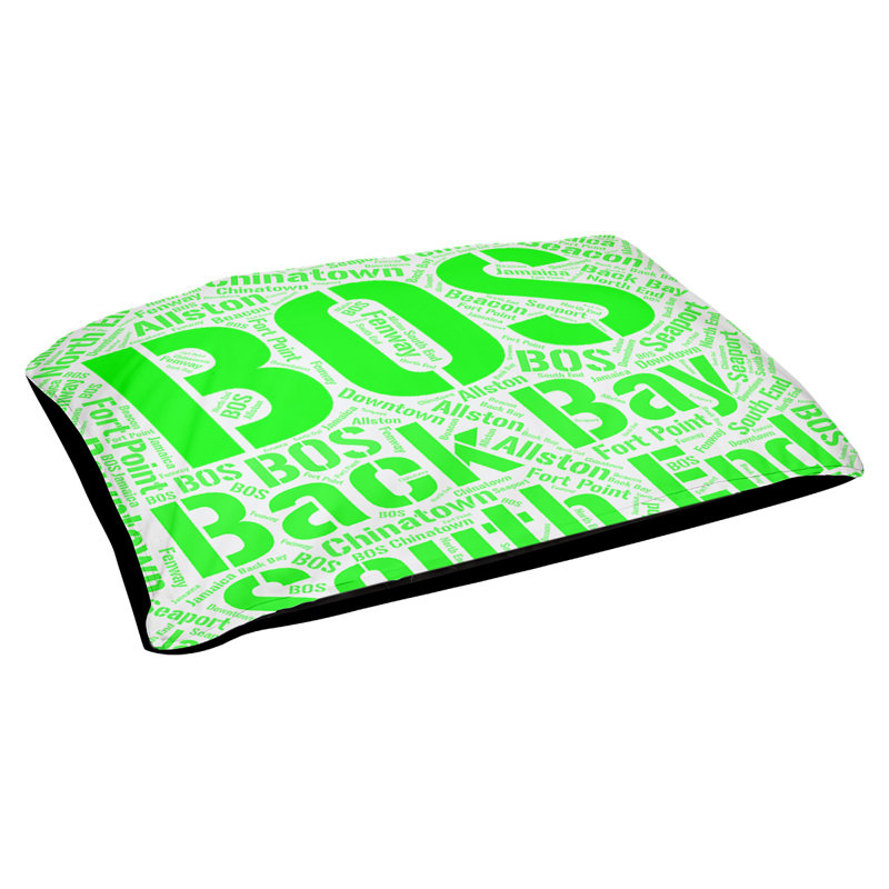 Coussin de chien « districts », Moyen (H 9,5 po x l 28 po x P 18 po), Vert, Boston