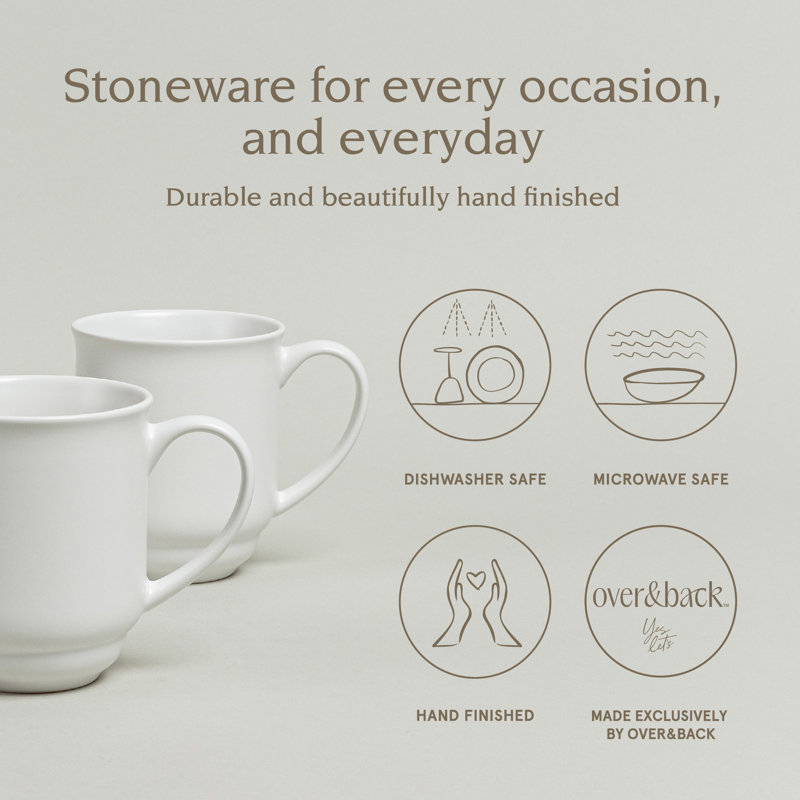 White Round Ceramic 16oz Microwave Safe Mugs, Set of 4