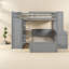 Lit mezzanine double multifonctionnel avec lit simple, bois massif, finition grise pour les espaces compacts