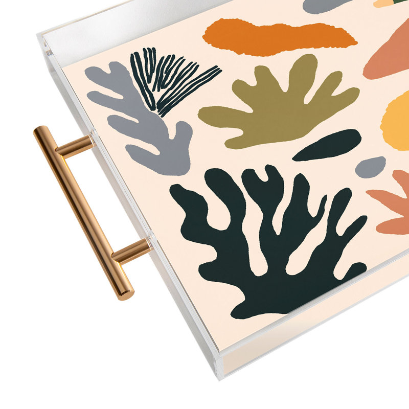 Plateau en acrylique Cassidy Rae Marietta, Floral, Beige
