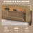 Queen Headboard, Storage, RGB LED Lighting, USB & AC Charging Station, Recessed Baseboard – Modern Wood Bedroom Furniture-1239856386-1239856415