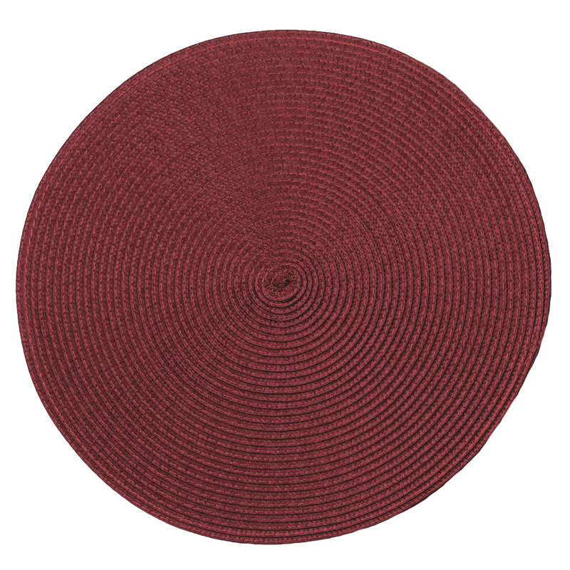 Ensembles de table tissés Vienna, ronds, 38 cm (15 pouces), ensemble de 8, antidérapants, couleur bordeaux.