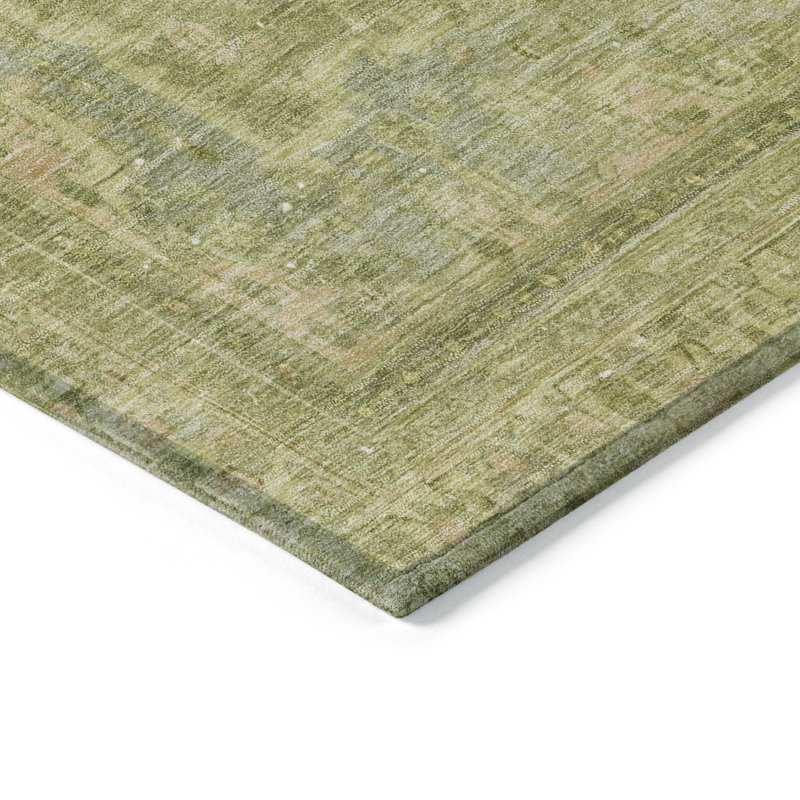 Tapis extérieur lavable vert et médaillon 3 pi x 5 pi