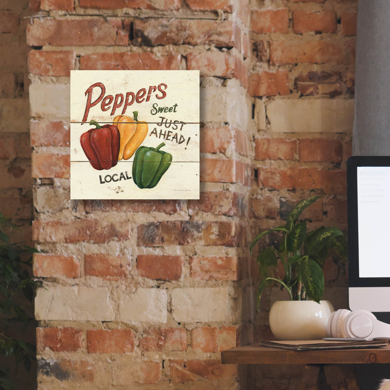 "Epic Graffiti" Sweet Peppers "par David Carter, art mural sur toile brune, H 12 po x l 12 po x P 0,75 po