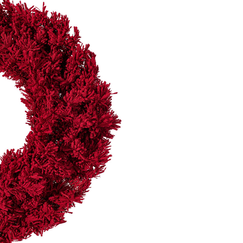 Couronne de Noël artificielle en PVC, H 36 po x l 36 po x P 3 po, Rouge