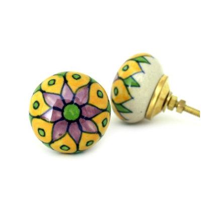 Oversized Hand Painted 1.75" Diameter Round Knob