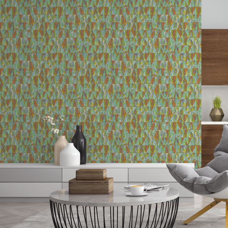 Grunge 10m x 53cm Metallic Wallpaper Roll, Green