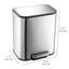 Stainless Steel Rectangular Garbage Can with Soft-Close Lid & Removable Inner Basket, Heavy Duty Hands-Free Odor-Proof Step Trash Can