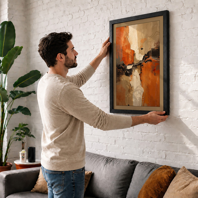 Earth Divided Abstract - Framed Print, A2 - 59.4 x 42.0 cm, Oak