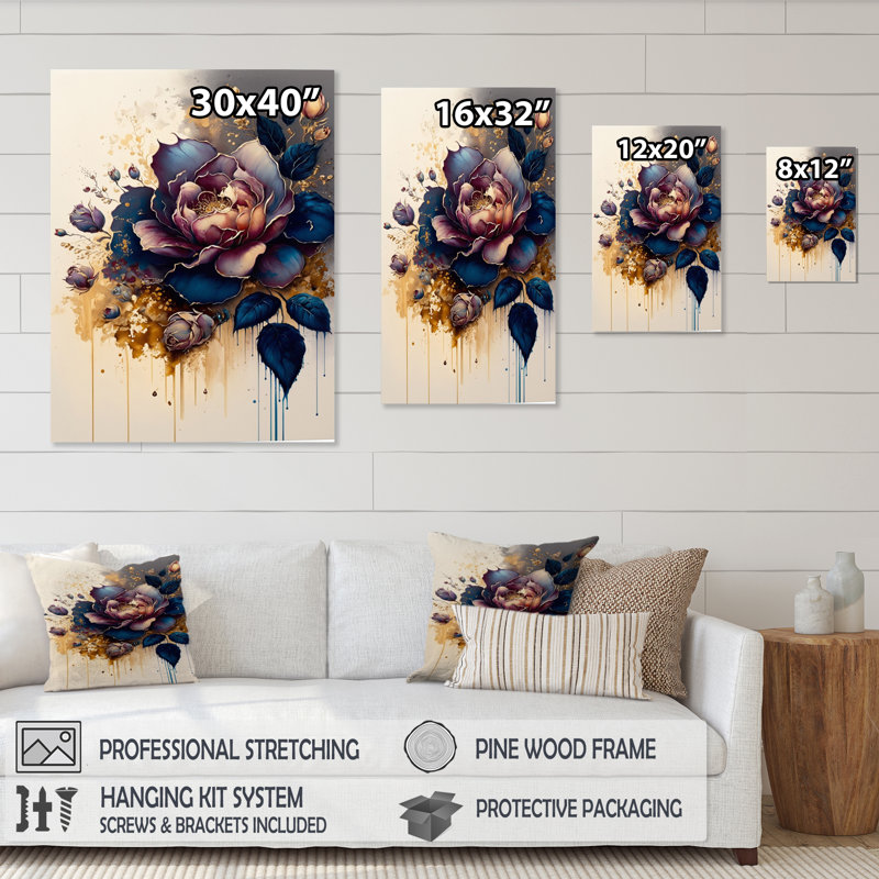 «Night Shade Rose Design II», reproduction sur toile, H 20 po x l 12 po x P 1 po, Toile tendue