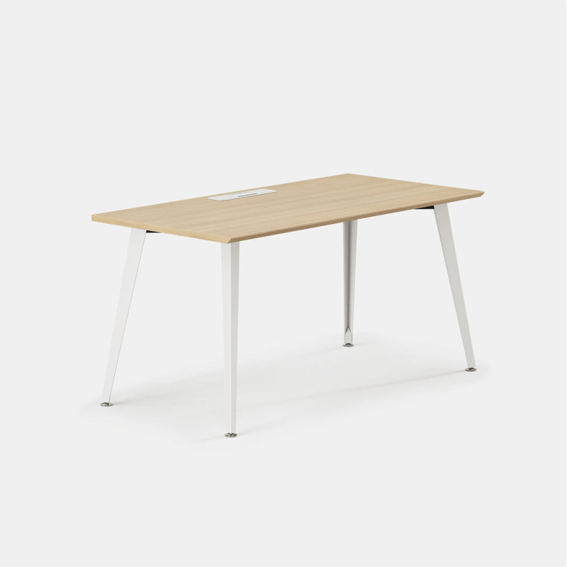 Office Desk, White, Woodgrain, 30" H x 60" W x 30" D