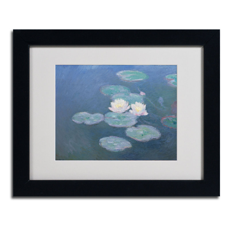 « les nymphéase evening » par claude monet, reproduction d’art sur toile, H 16 po x l 20 po x P 0,5 po, Noir