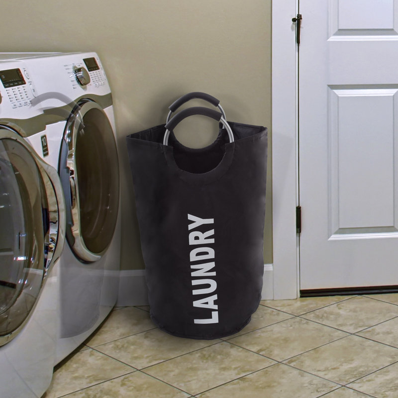 Laundry Hamper, Large Collapsible Canvas Clothes Basket with Round Handles for Convenient Carrying by Lavish Home