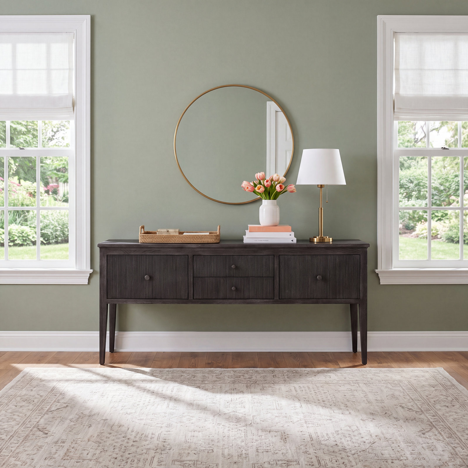 86'' Solid Wood Sideboard, Amber Oak