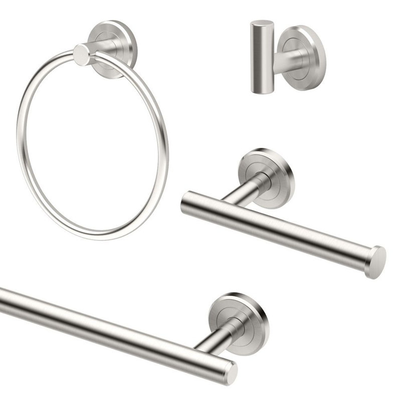 Ensemble de quincaillerie de salle de bain 4 pièces Latitude2, Nickel satiné